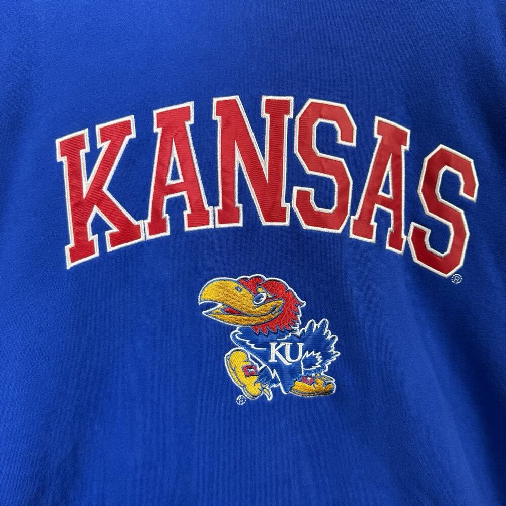 Kansas Jayhawks Hooded Sweatshirts Men's XL Blue Soft Campus Drive Embroidered - Picture 5 of 14